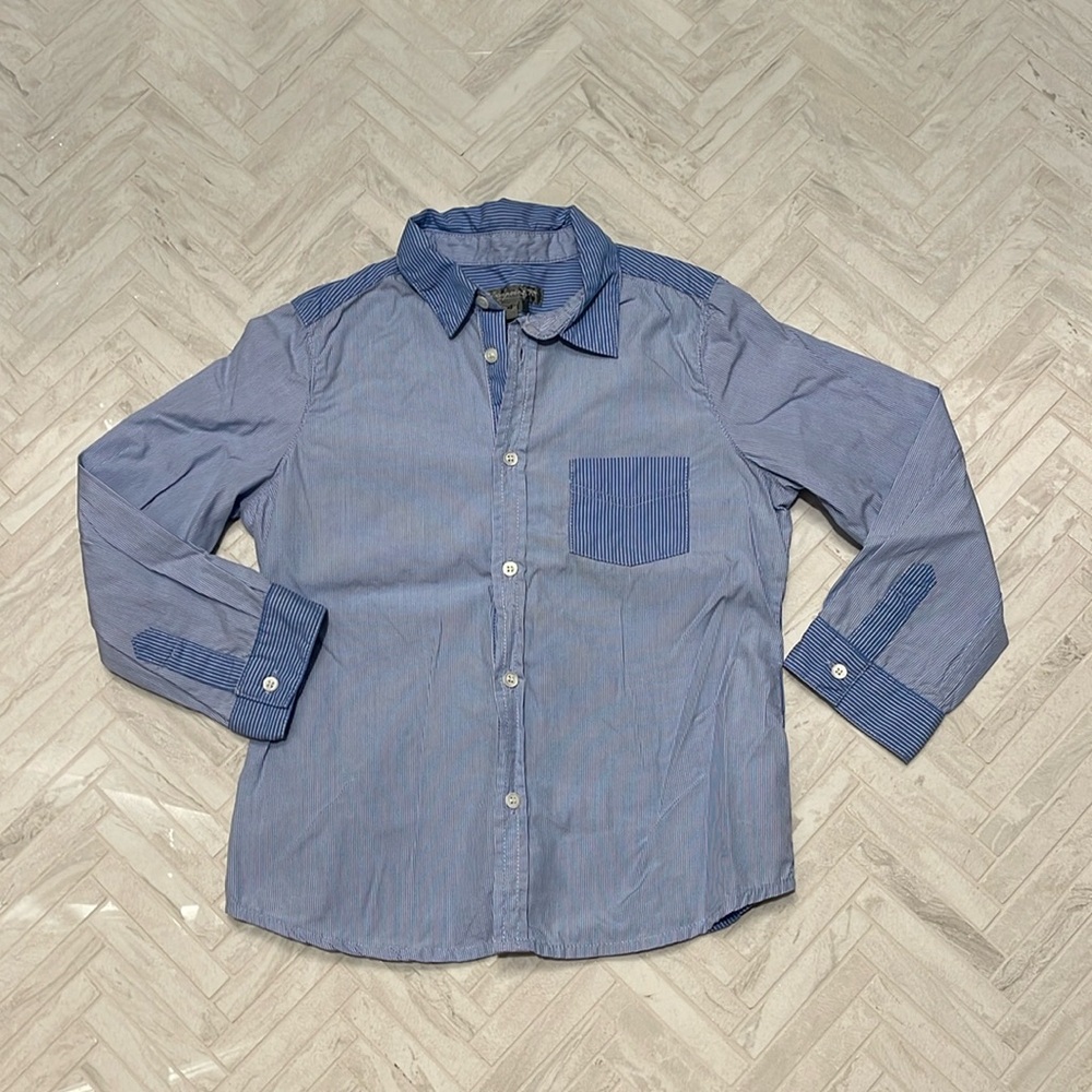 Bonpoint blue striped button down shirt, size 4